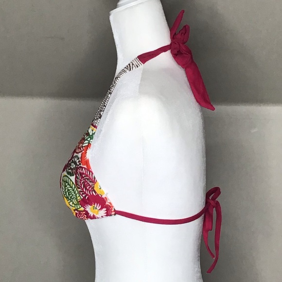 Athleta Bikini Top Triangle Burgandy Multi Floral - Picture 3 of 7
